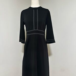 Chic Black Dress with White Accents